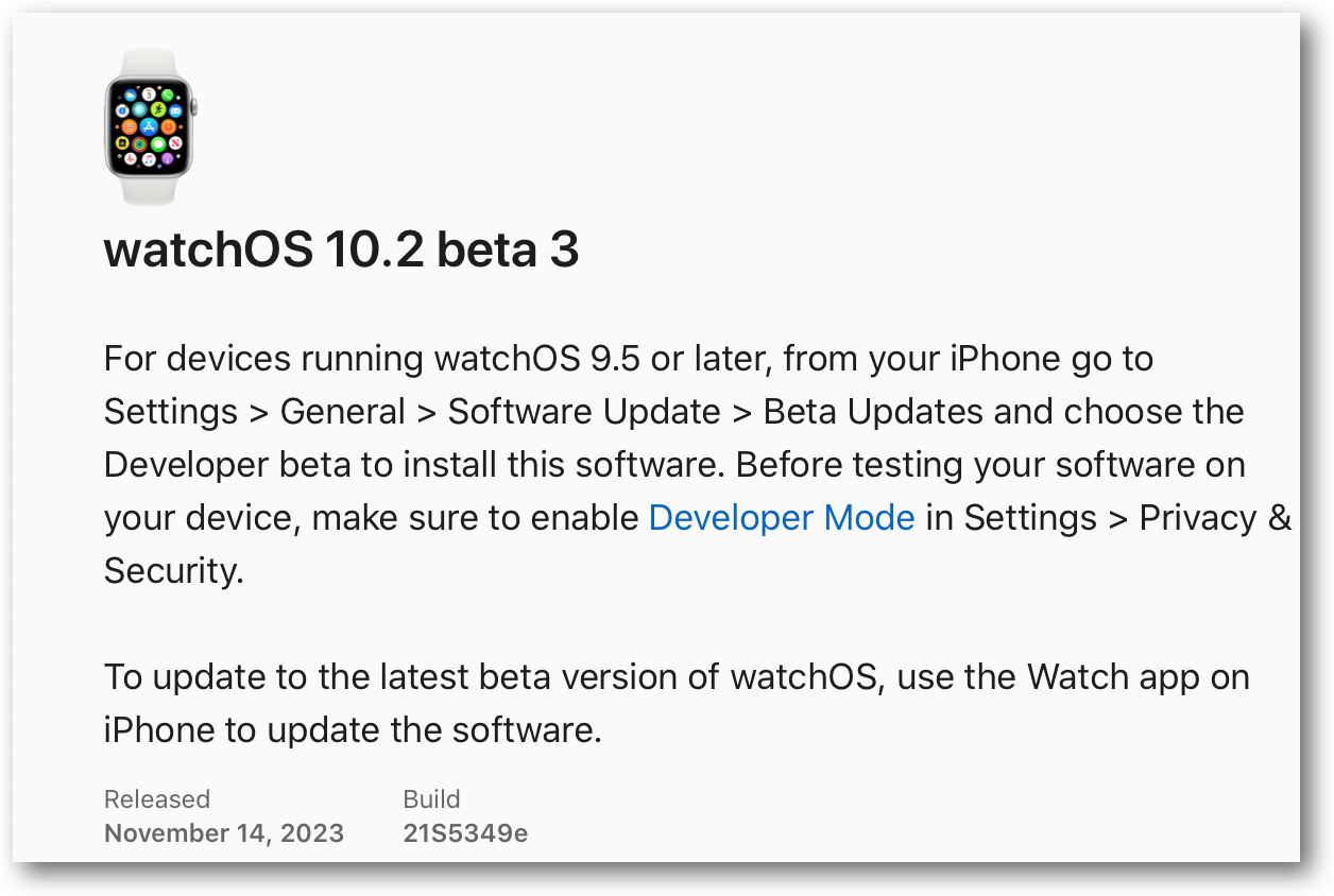 WatchOS 10 2 beta 3