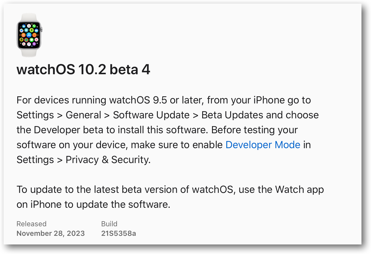 WatchOS 10 2 beta 4