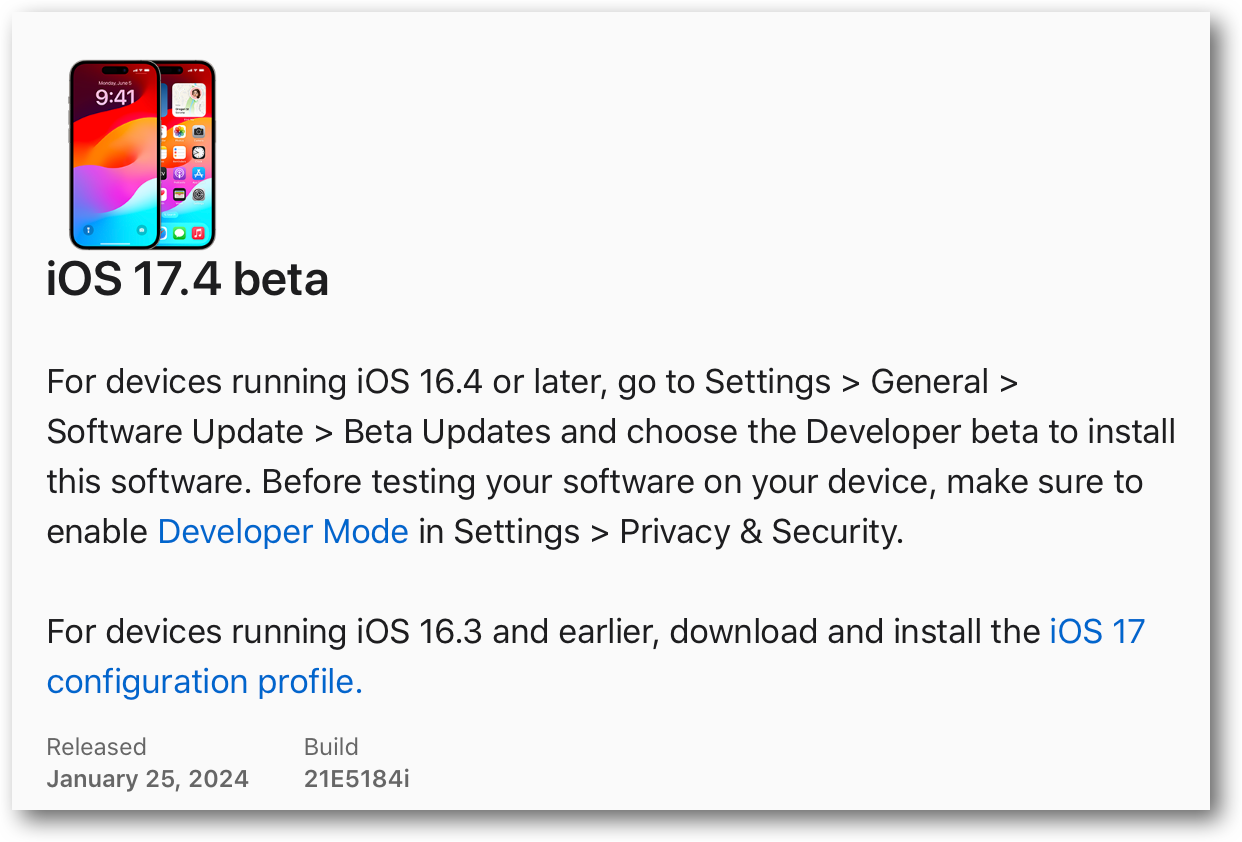 IOS 17.4 beta.
