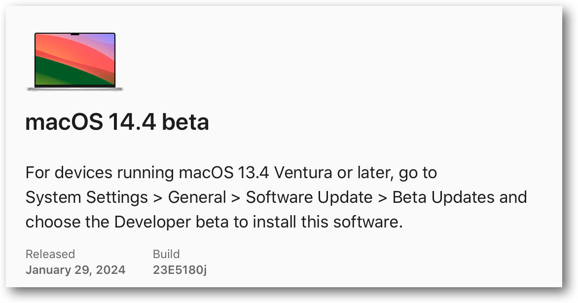 MacOS 14.4 beta.