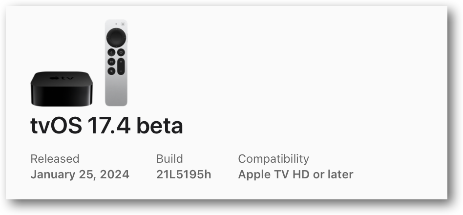 TvOS 17.4 beta.