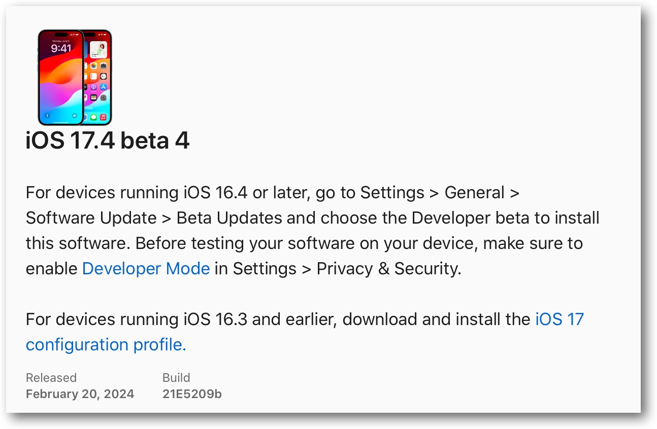 IOS 17.4 beta 4.