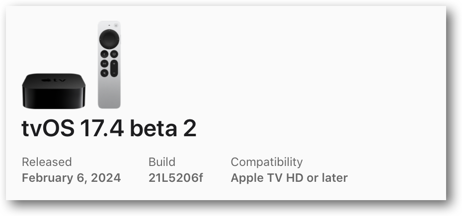 TvOS 17.4 beta 2.