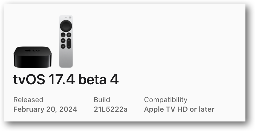 TvOS 17.4 beta 4.