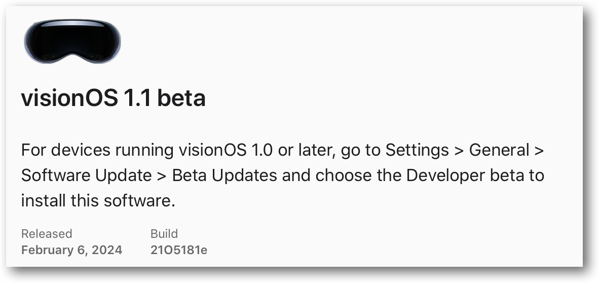 VisionOS 1.1 beta.