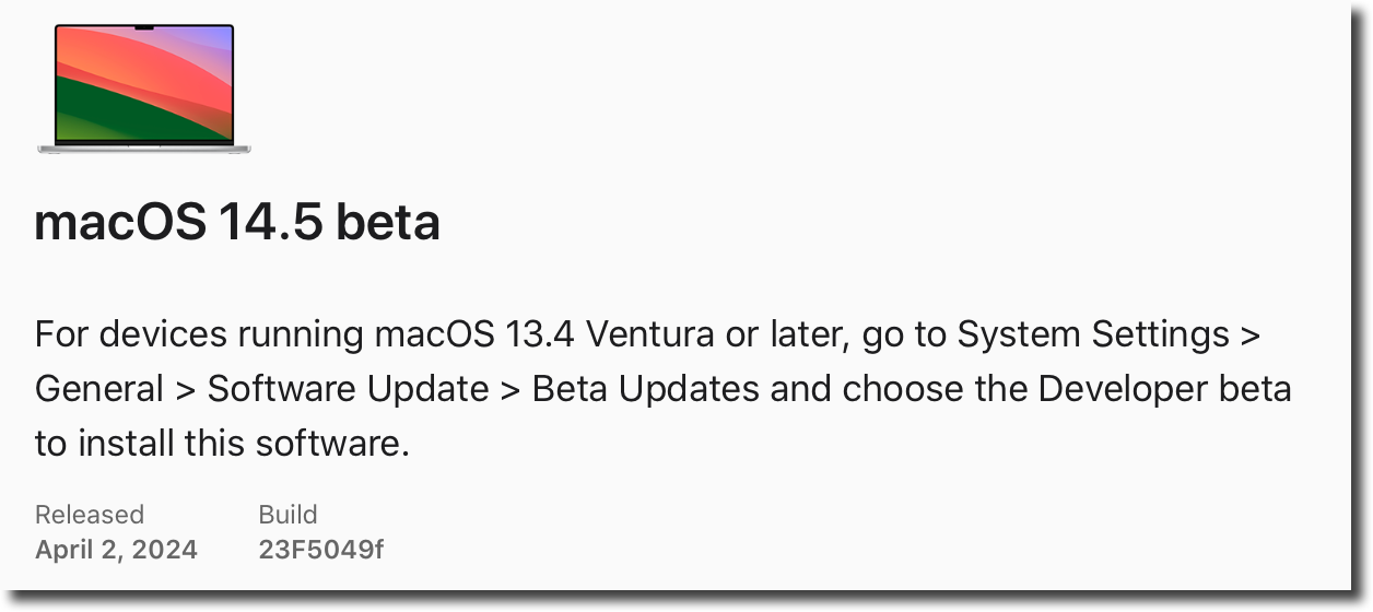 MacOS 14.5 beta.