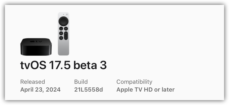 TvOS 17.5 beta 3.