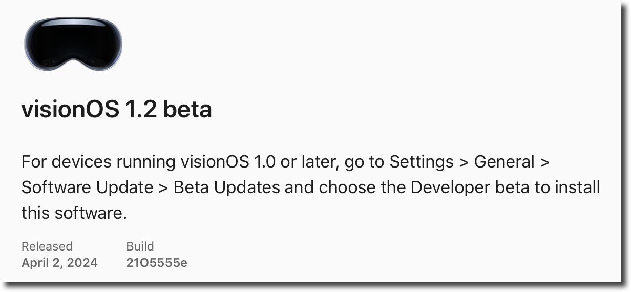 VisionOS 1.2 beta.