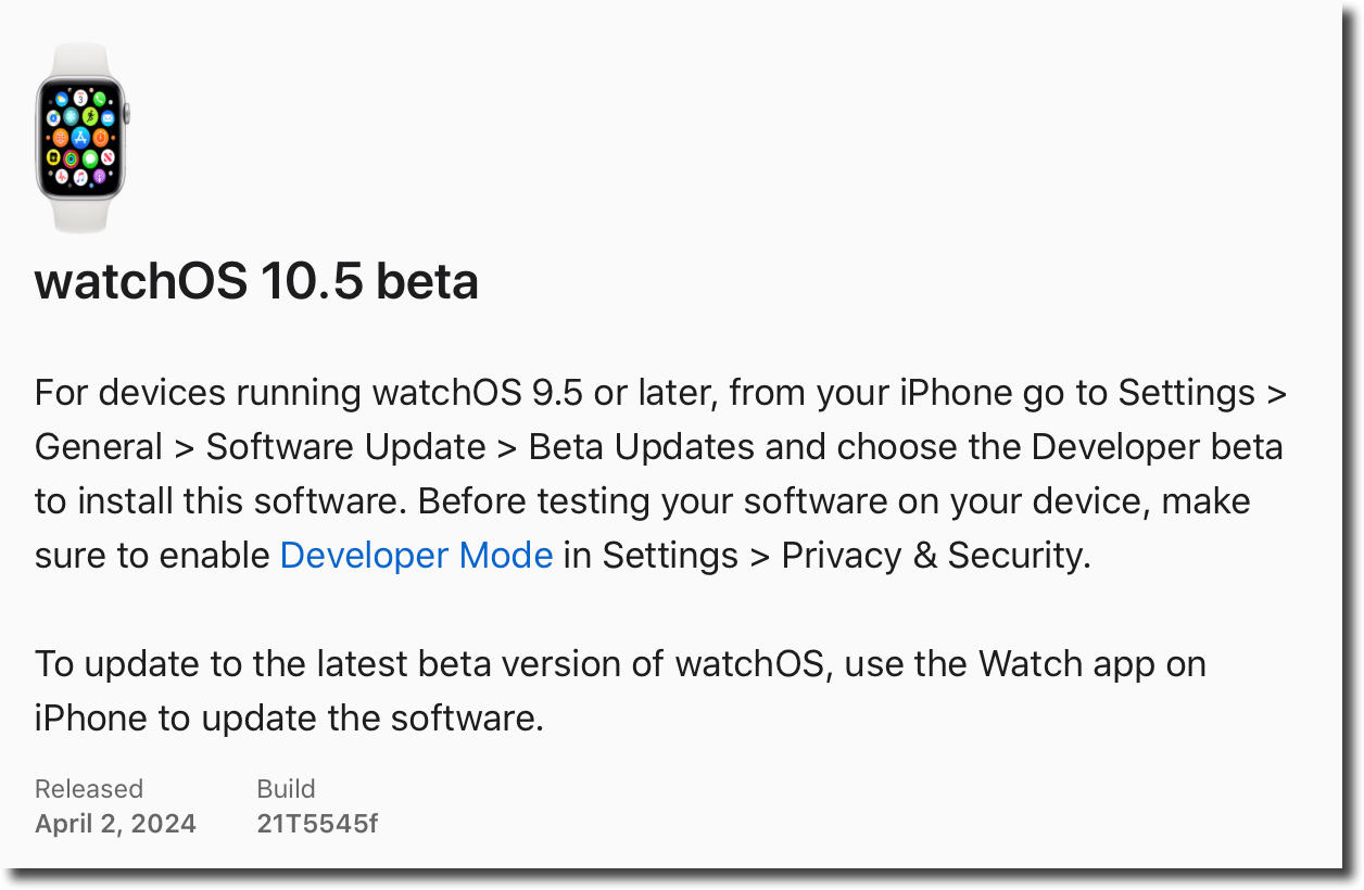 WatchOS 10.5 beta.