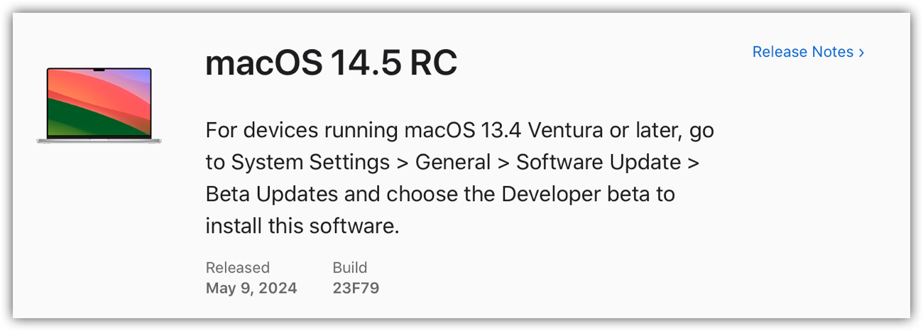 MacOS 14.5 RC.