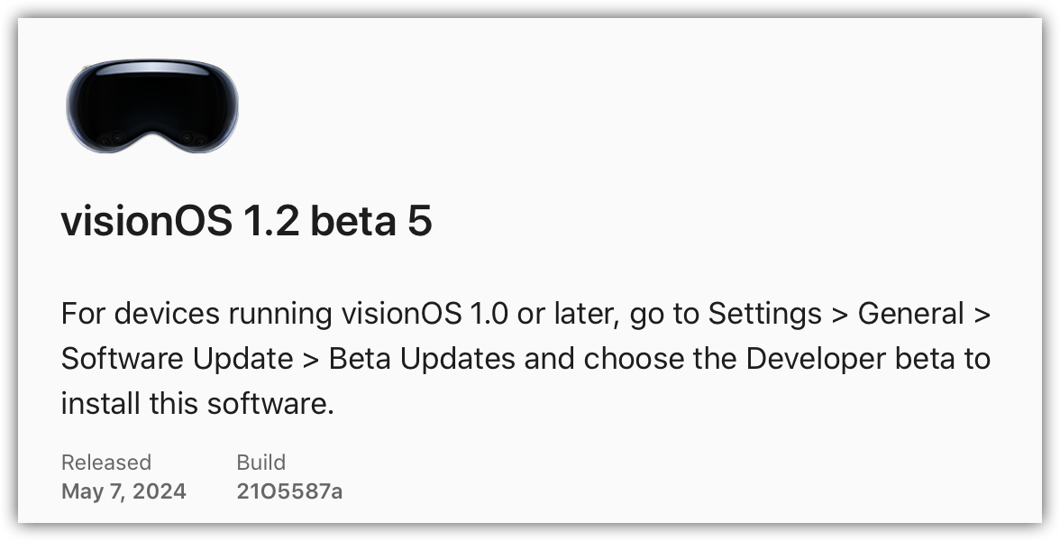VisionOS 1.2 beta 5.