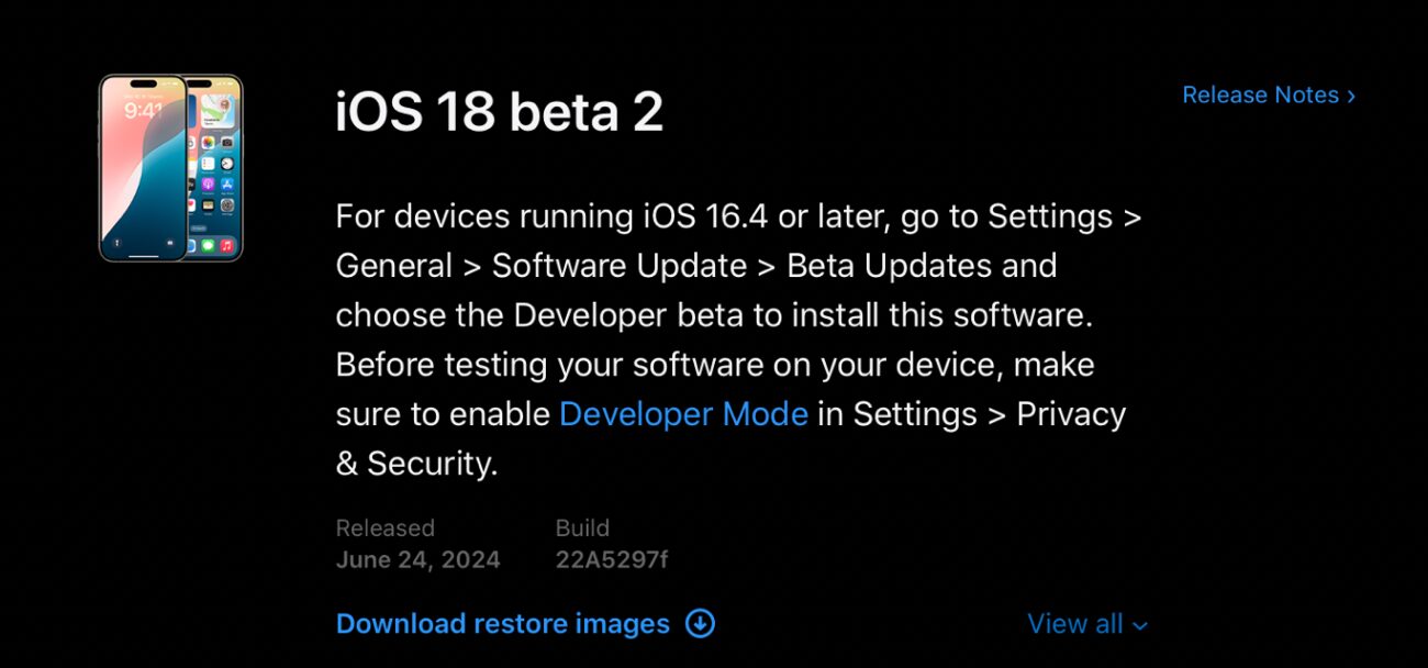 IOS 18 beta 2.