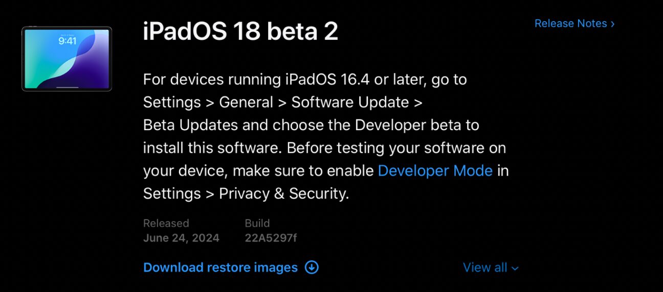 IPadOS 18 beta 2.