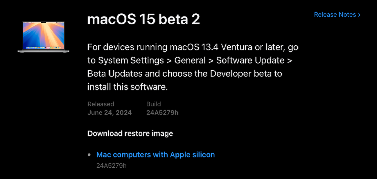 MacOS 15 beta 2.