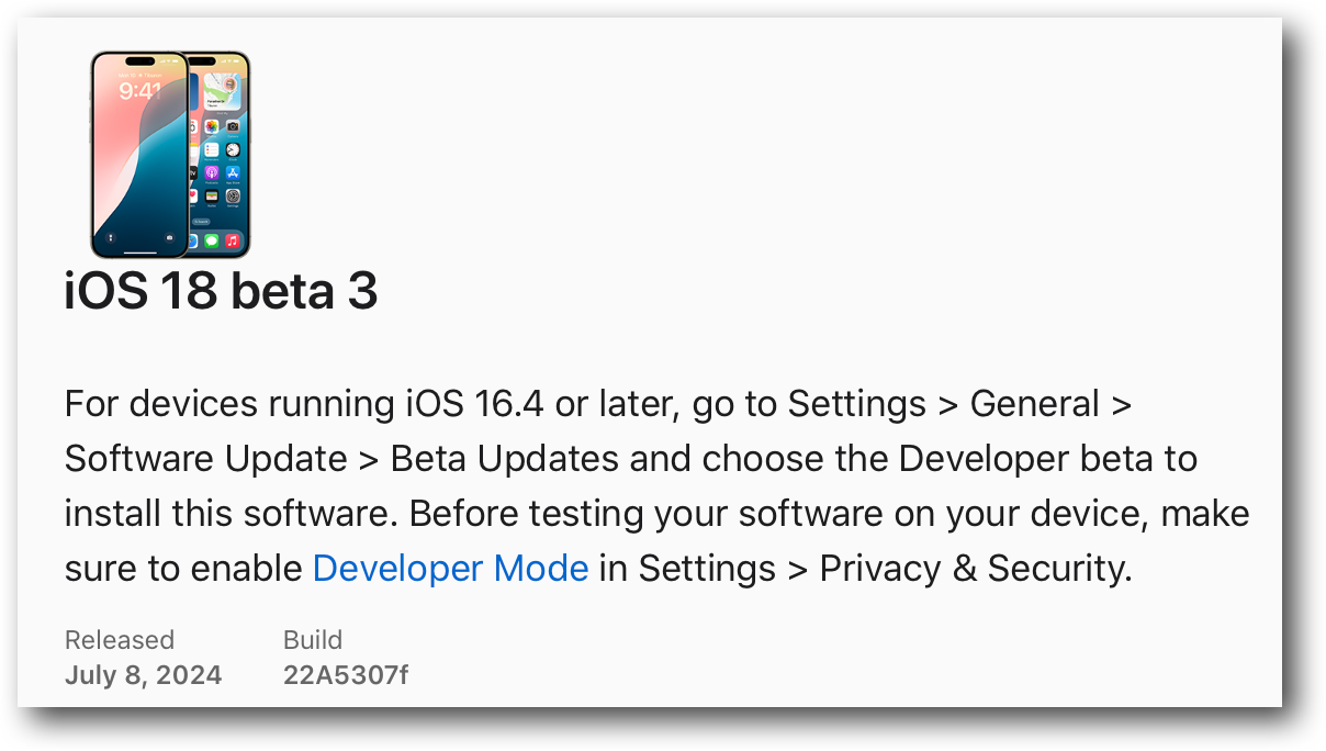 IOS 18 beta 3.