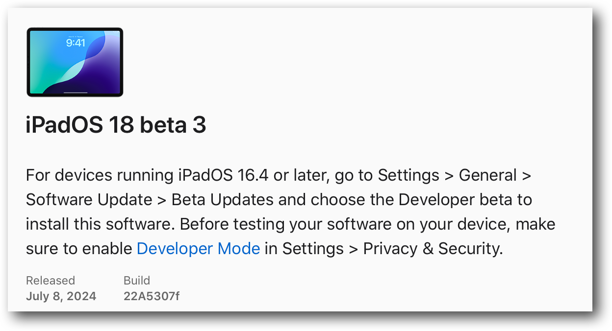 IPadOS 18 beta 3.