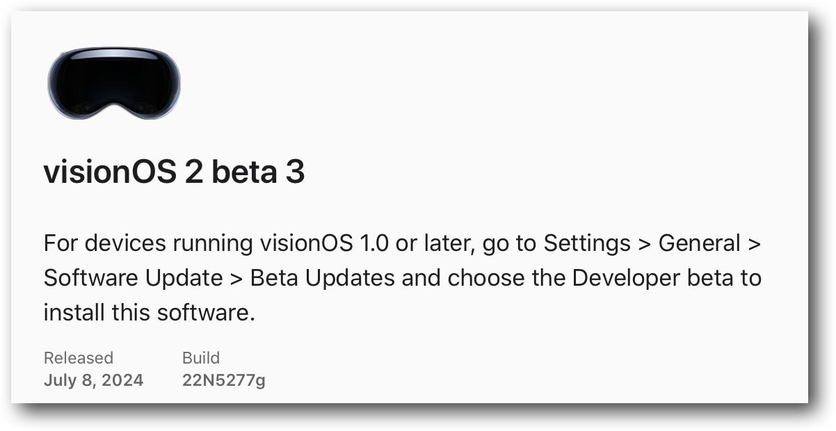 VisionOS 2 beta 3.