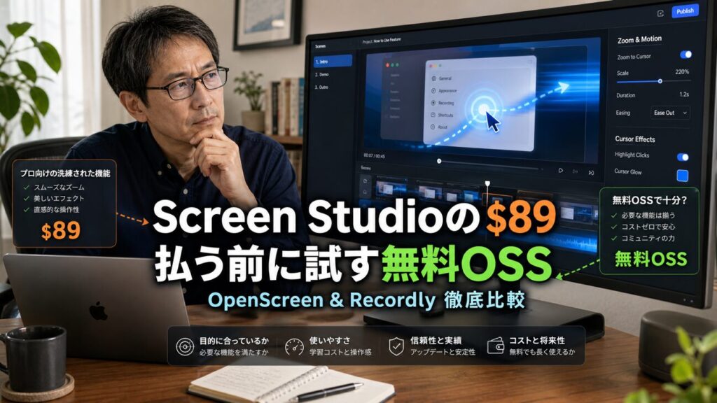 Screen Studioの$89に悩んでるMacユーザーへ、無料OSSで”あの動き”を再現できる時代が来てた