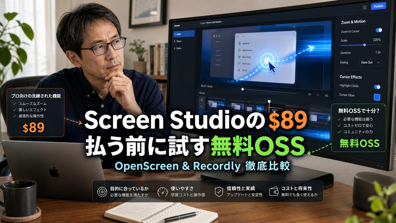 Screen Studioの$89に悩んでるMacユーザーへ、無料OSSで”あの動き”を再現できる時代が来てた