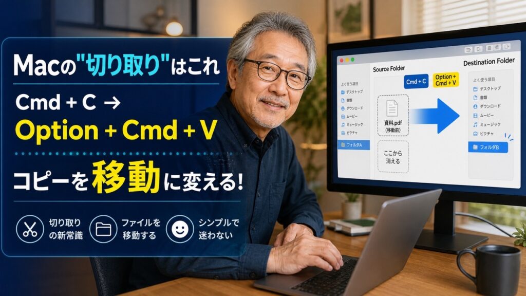 【Mac Tips】ファイルのコピーを移動に変える！MacのOption+Cmd+Vショートカット