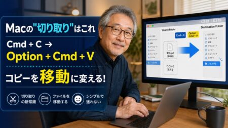 【Mac Tips】ファイルのコピーを移動に変える！MacのOption+Cmd+Vショートカット