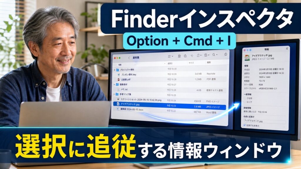 【Mac Tips】Cmd+Iをやめてインスペクタにすると、Finderのファイル確認が劇的に速くなる