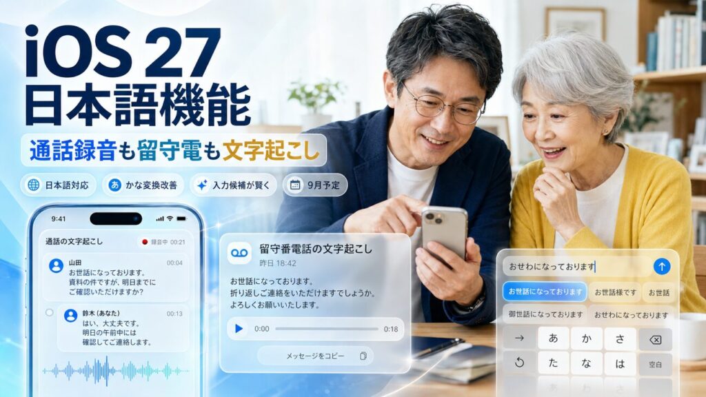 通話録音も留守番電話も日本語に。iOS 27で地味に便利になる日本語機能